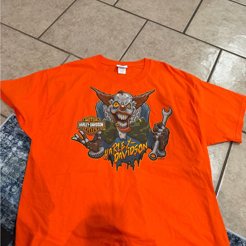 Harley-Davidson Bright Orange Logo Crewneck Tee